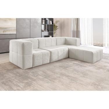 Imagem de Sofá Modular Box 3 Lugares + Puff Bouclé 65cm X 172cm X 258cm Nude