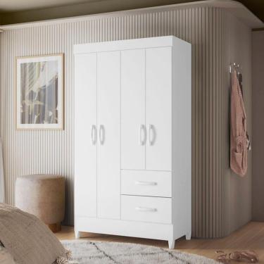 Imagem de Guarda-roupa Mobi Com 4 Portas E 2 Gavetas Palumóveis Branco/rosa Matte