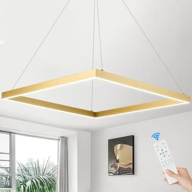 Imagem de AIRYPHANT Luminária Pendente Moderna De Led, Lustre Dourado Retangular 24'' Para Sala Jantar, Embutida Regulável, Estar, Cozinha E Escritório, 3000-6500K