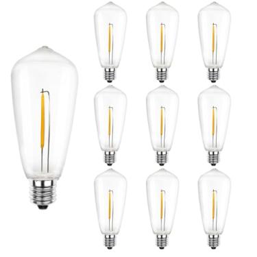 Imagem de Bokoiuu Lâmpadas De Reposição St40 Led, Pacote Com 12, Transparentes, 0,6 Watts - 120 Volts, E17, Base Parafuso À Prova Ferrugem, Branco Quente