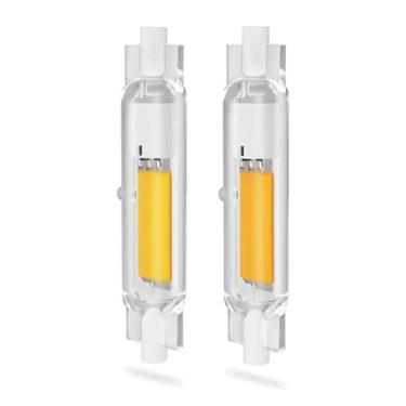 Imagem de QIROGKC Lâmpadas LED R7S 2 peças – 78 mm/118 mm 15W-30W CA 220-240 V feixe regulável COB 360° (3 temperaturas de cor) para lojas, galerias e casa 110V 78MM 10W branco frio