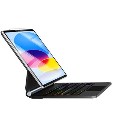 Imagem de ALIWLHOF Capa Para Ipad Pro 13 Polegadas (M4) 2024, Teclado Mágico Com Retroiluminação De 11 Cores, Trackpad Magnético Toques (Preto)