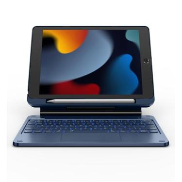 Imagem de Dexnor Capa Para Ipad 9ª Geração Com Teclado Flutuante, Suporte Magnético Cantilever, Trackpad Multitoque, Porta-Lápis Retroiluminado, Estilo Mágico 9ª/8ª/7ª Geração, 10,2", Azul