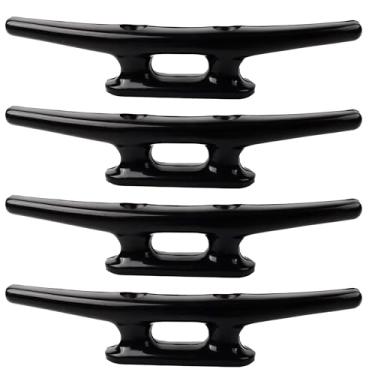 Imagem de Laorde Chuteiras de nylon pretas para barco, 10 cm/12,7 cm/15,2 cm/20,3 cm, grampos de doca de grau marítimo para corda, caiaque, amarração, canoa, decoração marítima (pacote com 4)