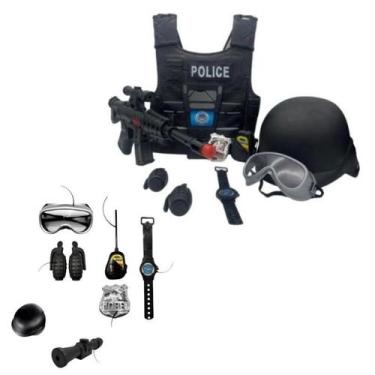 Imagem de Kit Policial Infantil Com Colete E Brinquedos Interativos - Ddg Toys