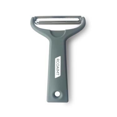 Imagem de RCOAIMT Cortador de legumes de espessura fixa – Triturador de repolho ultrafino para saladas, tacos de jicama, cebola, batata frita – Ferramenta de cozinha Mandoline de cortes finos e fofos (cinza)