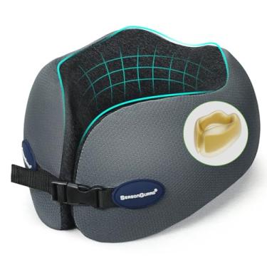 Imagem de Travesseiro de pescoço de avião de carro de viagem - Suporte de descanso de cabeça de espuma viscoelástica essenciais de viagem - Almofadas de pescoço para dormir para crianças adultas - acessórios de