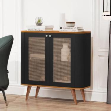 Imagem de Buffet com 2 Portas e 1 Prateleira Madrid Preto Nature - CASA H