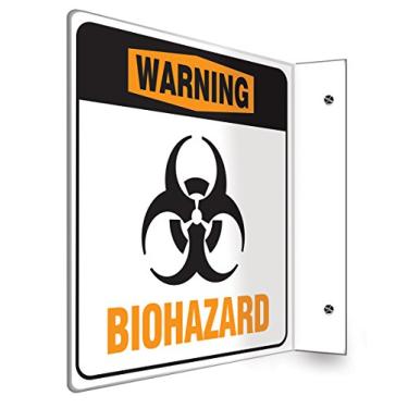 Imagem de ACCUFORM Placa de projeção 90D SIGNS PSP773, legenda "Warning Biohazard" com gráfico, painel de 20 x 20 cm, plástico de alto impacto de 0,25 cm de espessura, orifícios de montagem pré-perfurados,
