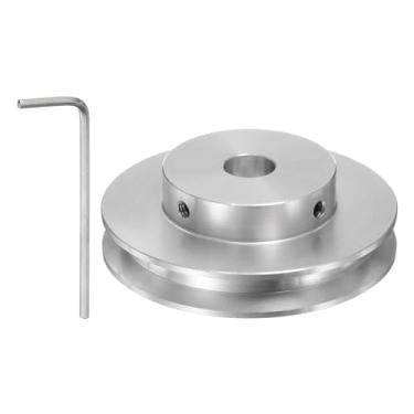 Imagem de HARFINGTON Polia de ranhura única 8 mm furo fixo 60 mm diâmetro externo liga de alumínio com chave hexagonal para máquina de perfuração correia redonda PU de 6 mm