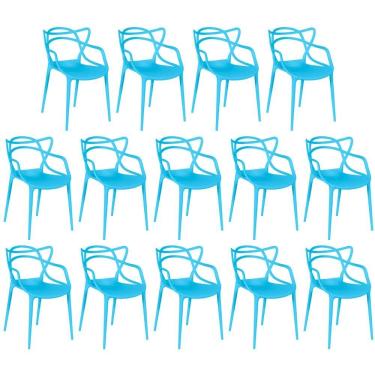 Imagem de Kit 14 Cadeiras De Jantar Allegra Design Empilhável - Azul