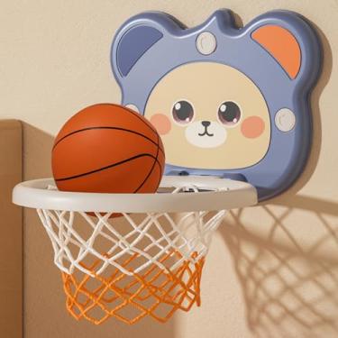 Imagem de CIADAZ Cesta de basquete infantil para crianças, altura ajustável interna, economia de espaço, acessórios de basquete, equipamentos de treinamento, presentes para meninos e meninas com bomba de basque