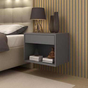 Imagem de mesa de cabeceira decore suspensa de parede gaveta e nicho - Loncie, C