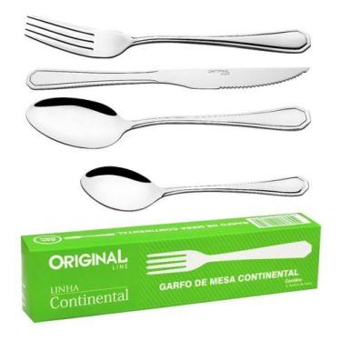 Imagem de Jogo Garfo Faca Inox 24 Peças Pizzaria restaurante Faqueiro Talheres -