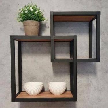 Imagem de NICHO DUO CUBO AÇO FERRO MDF ESTILO INDUSTRIAL NI01 Informar cor da es