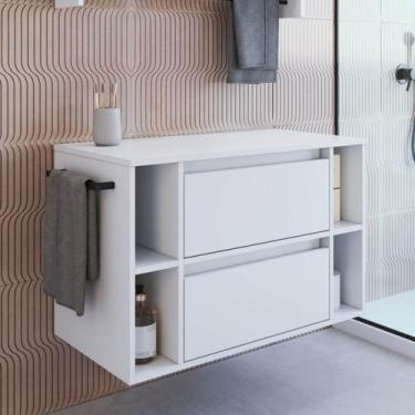 Imagem de Gabinete de Banheiro Suspenso 80cm com 4 Nichos 1 Toalheiro 1 Porta 1 