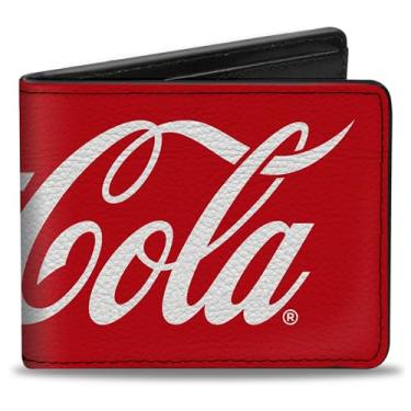 Imagem de Carteira The Coca-Cola Company, Bifold, Coca Cola Coke Logotipo Esticável Vermelho Branco, Couro Vegano