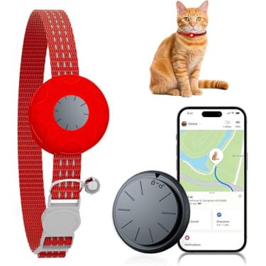 Imagem de Rastreador GPS para gatos, rastreador de animais de estimação à prova d'água para gatos, compatível com Apple Find My App (apenas iOS), coleira rastreadora de gatos com fivela elástica de segurança