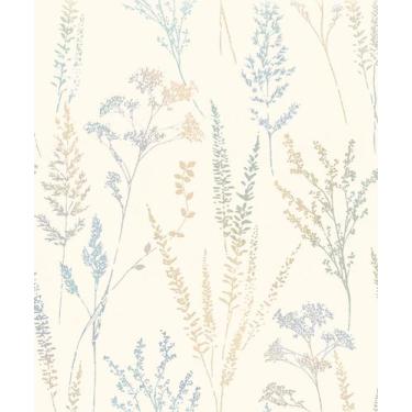 Imagem de Papel de Parede Time Floral Verde e Azul UI3202 - Grandeco