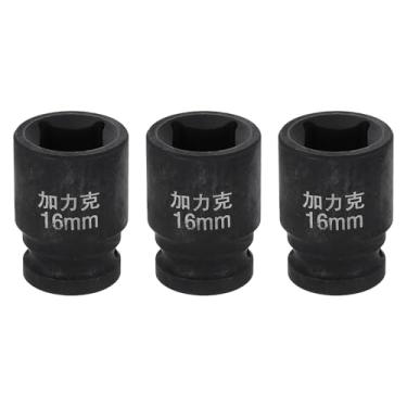 Imagem de HARFINGTON 3 peças soquete quadrado de 4 pontos 1/5.1 cm Drive 16 mm soquete de impacto quadrado métrico CR-V Blackening luva de roda padrão ferramenta de manga pneumática para reparo de automóveis