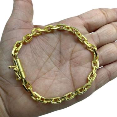 Imagem de Pulseira Cadeado 6Mm Fecho 750 Banhado A Ouro 18K