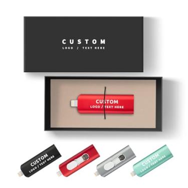 Imagem de Pen drive USB OTG personalizado, pacote com 100 unidades de pen drive multifuncional 3 em 1 USB 3.0, ideal para promoções corporativas, eventos empresariais e organizações sem fins lucrativos (32 GB