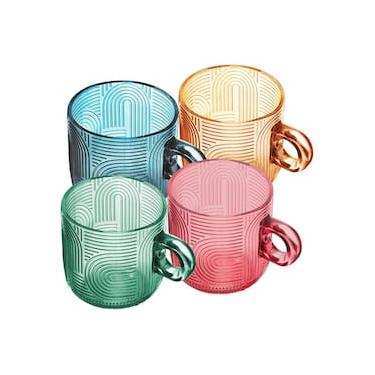 Imagem de Conjunto 4 Xícaras Wolff Frankfurt 220ml Vidro Colorido Durável