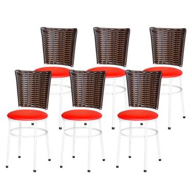 Imagem de 6 Cadeiras Para Mesa Branca Hawai Avelã Vermelho