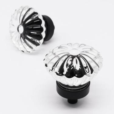 Imagem de YuGtcen Puxadores de armário de cristal 6 peças, puxadores de cristal para cômoda puxador de armário dourado puxador de gaveta de móveis, puxadores de gaveta de vidro de 3,5 cm de diâmetro para