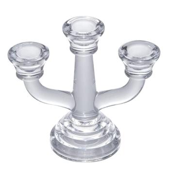 Imagem de Candelabro Sofisticado Castiçal de Vidro Para 3 Velas 14x7x13cm