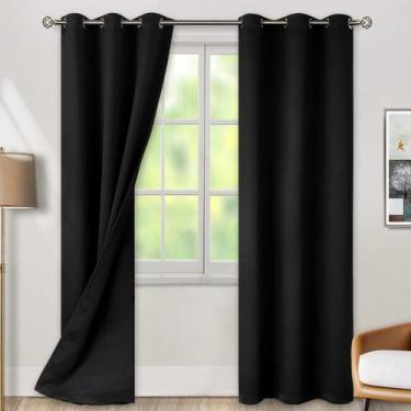 Imagem de Cortinas BGment com isolamento térmico 100% Blackout 107x213cm pretas