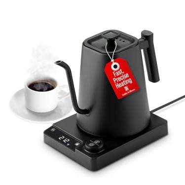 Imagem de KETTLE & BLOOM Chaleira elétrica com pescoço de ganso – 1 litro, preta – chaleira de café e chá com controle de temperatura – Bico de pescoço de ganso perfeito para preparação precisa