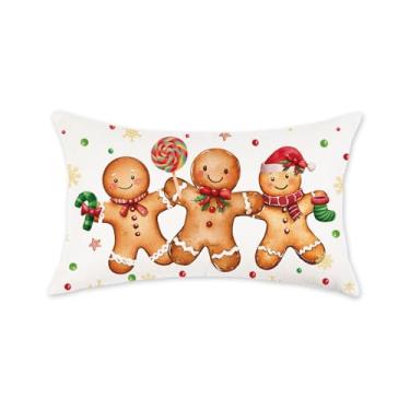 Imagem de HOMFREEST Capas de almofada de Natal 30 x 50 cm 2559 Xmax almofadas decorativas para varanda externa capas de almofada para sofá