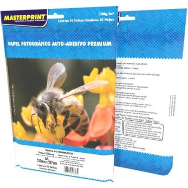 Imagem de Papel Fotografico INKJET A4 GLOSSY Adesivo 130G - Masterprint