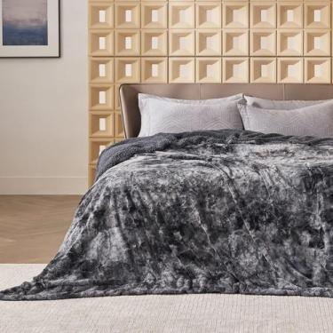 Imagem de Cobertor Bedsure Sherpa Queen Size Soft Fuzzy Fluffy Fur Grey