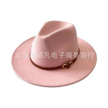 Imagem de Chapéu De Feltro De Lã Feminino Para Outono/inverno, Com Fivela De Cin