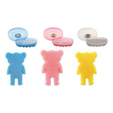 Imagem de Kit Banho 1 Saboneteira Com Tampa + 1 Esponja Bebe Infantil - Baby Nan
