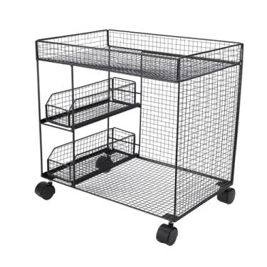 Imagem de TARSHYRY Rack de Armazenamento Móvel, Organizador de Cozinha de Economia de Espaço Respirável Com 360 Graus de Rodas de Trava Rotativa, Carrinho de Utilidade de Cozinha, Fio de Ferro (Preto)