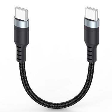 Imagem de Cabo USB C curto 3 polegadas/10 cm, 60W PD cabo USB tipo C de carregamento rápido, USB-C 2.0 480Mbps transferência de dados trançado compatível com carregador portátil de viagem, iPhone 16/15, Galaxy