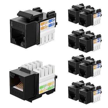 Imagem de iwillink Acoplador Ethernet Cat6 de 10 Gbps - Adaptador Keystone Jack de 90 graus (Preto) Pacote com 10