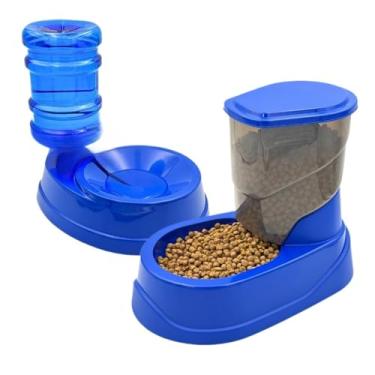 Imagem de Kit Comedouro e Bebedouro Automático para Cachorro Cães e Gatos(KIT FOUR PLASTIC - AZUL)