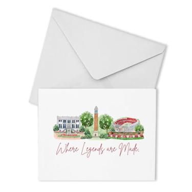 Imagem de Valiant Gifts 4 x 6 cartões de felicitações da Universidade do Alabama com envelopes onde as lendas são feitas, conjunto de 10 cenas de campus, mostre seu orgulho carmesim