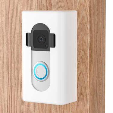 Imagem de Suporte de campainha de vídeo adesivo, suporte AHBTEYM sem furadeira, acessórios para aluguel de apartamento, casa, compatível com campainha de vídeo anel 4/3/3 Plus/2/1/2021/2023/2024 versão (branco)