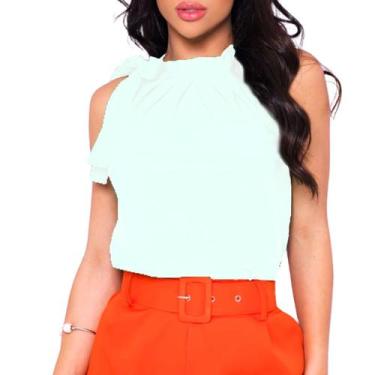 Imagem de Blusa Gola Alta Laço Feminina Regata Amarração Crepe - MADALIH Loja, B