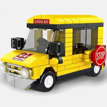 Imagem de Brinquedo Blocos De Construção Carro ônibus Escolar