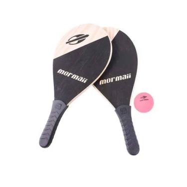 Imagem de Kit Jogo de Frescobol de Praia: 2 Raquetes + 1 Bolinha + Sacola Mormai