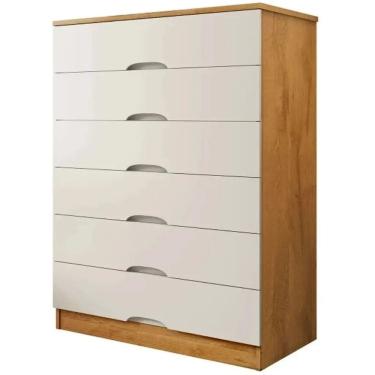 Imagem de Cômoda Sevilha 6 Gavetas Europa Cor Peroba Off White