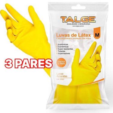 Imagem de Kit 3 Pares De Luva Limpeza Amarela m - Talge
