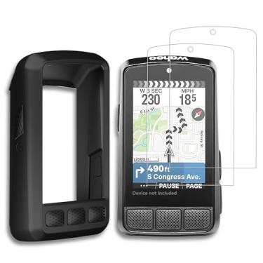 Imagem de INNOSURE [Pacote com 3] Capa de silicone Wahoo Elemnt Roam V3 x1, protetor de tela de vidro temperado transparente Roam 3 HD x2 antiqueda, antiestático, antiderrapante, durável