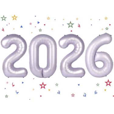 Imagem de 2026 Balloon - Lilac Birthday Number Balloons, 40 Inch Large Foil Balloons for Men Women Boys Girls Cream Purple Themed Birthday Decorations，Number 2026 Balloon